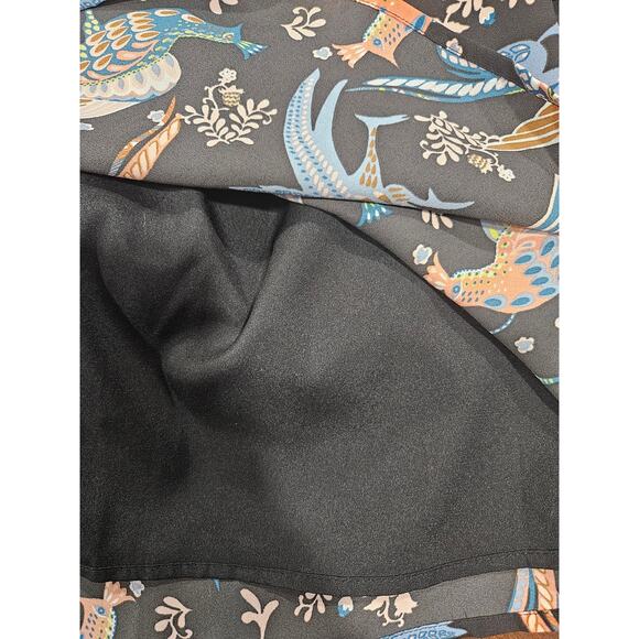 LOFT Womens 0 2 Petite Peacock Snow Bird Print Long Sleeve Dress Crew Neck - Picture 6 of 9